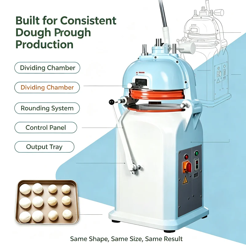 Automatic Dough Divider Rounder Commercial Dough Portioning Machine for Bakery Pizza Dough Ball