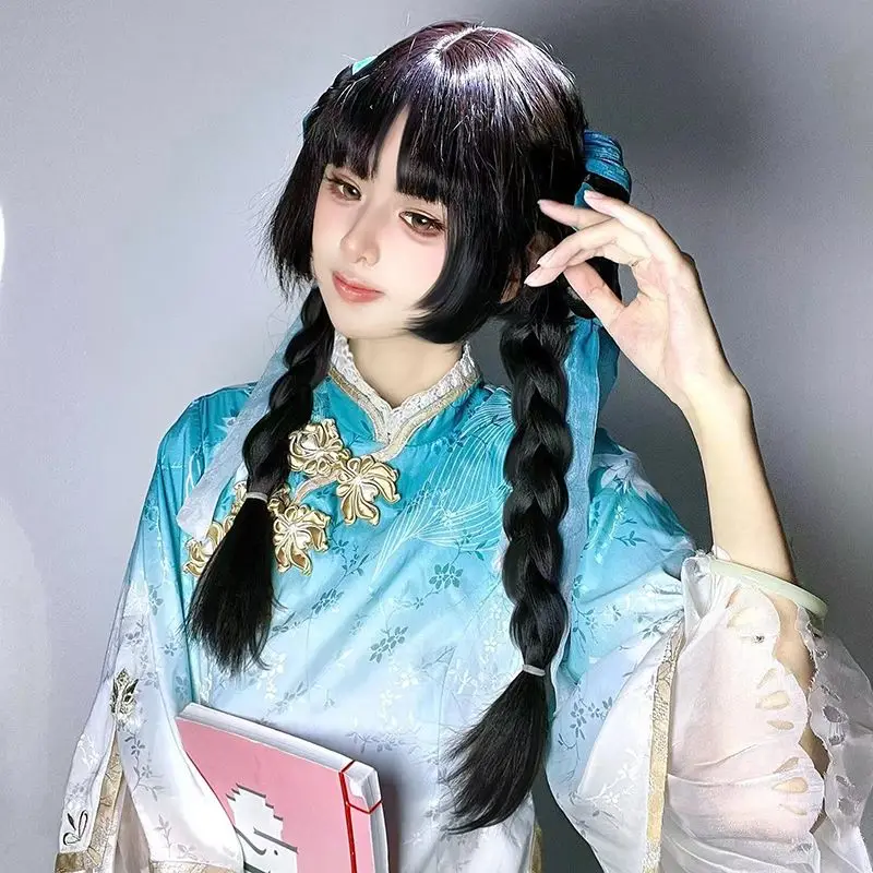 Parrucca cosplay Xi Shi Poetic Jiangnan: capelli lunghi con treccia per l'onore dei re, parrucca piena elegante