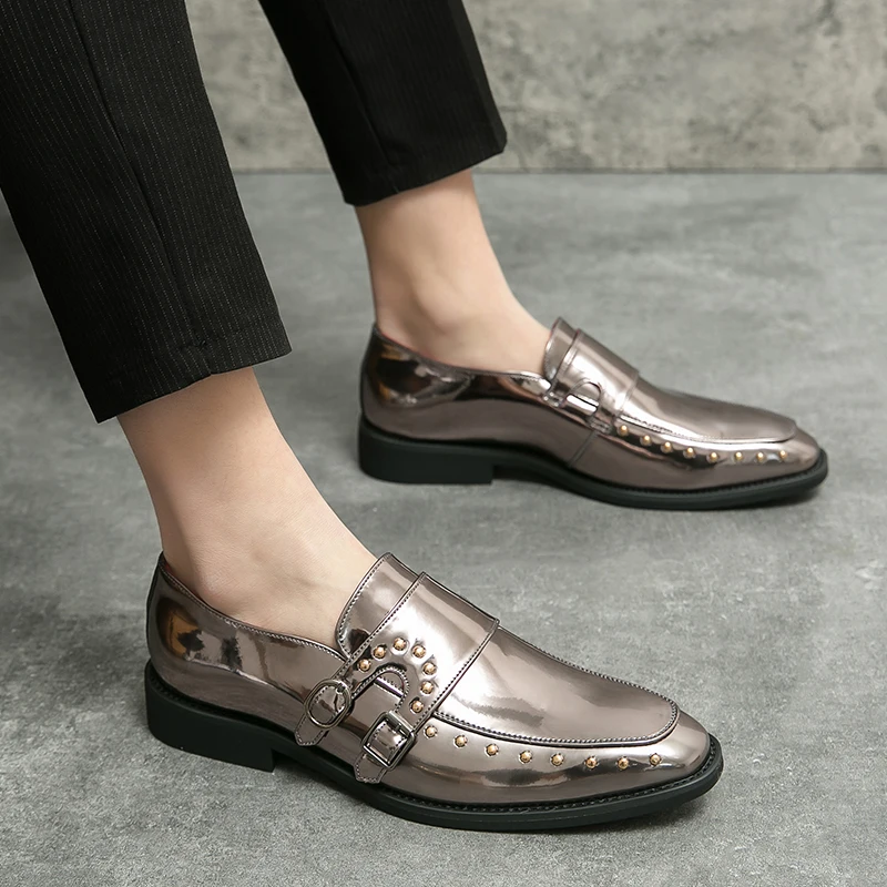 Men Fashion Lefu Shoes Round Head Tiktok Net Red Shoes DJ Net Red Hairdresser Formal PU Leather Shoes Size 38-46 Men Shoes