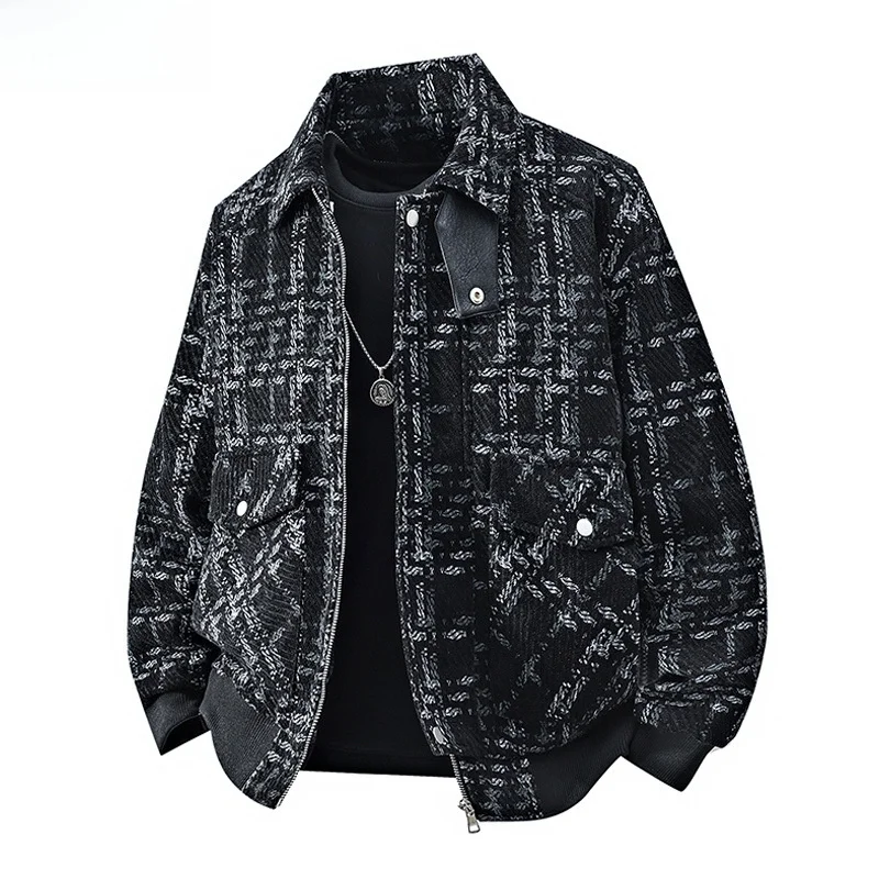 

Мужская шерстяная куртка Sli: весенне-осеннее повседневное свободное пальто больших размеров из полиэстера, нейлона и композитного волокна