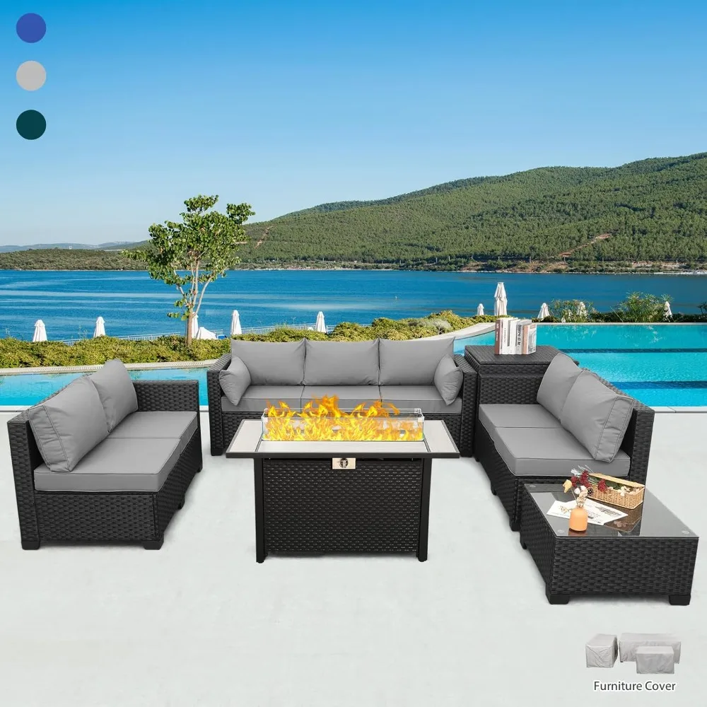 

Комплект садовой мебели из 6 предметов: стол-очаг, уличная мебель, газовый очаг 45 дюймов со стеклянной крышкой и ящиком для хранения, на заказ