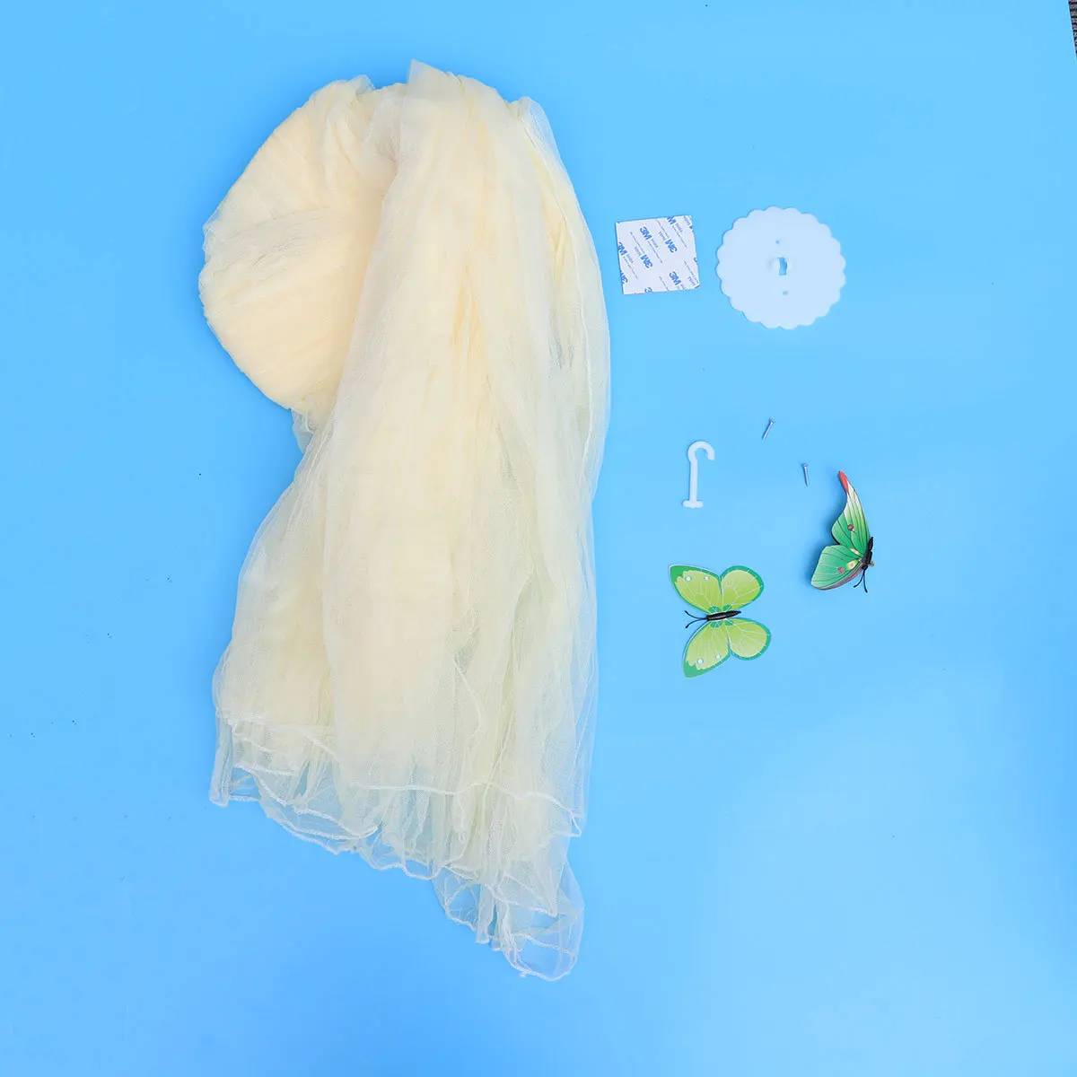 شبكة ناموسية مستديرة قبة سرير بيبي مظلة لينة البوليستر سرير المعاوضة لسرير روضة الأصفر شبكة مظلة السرير #3