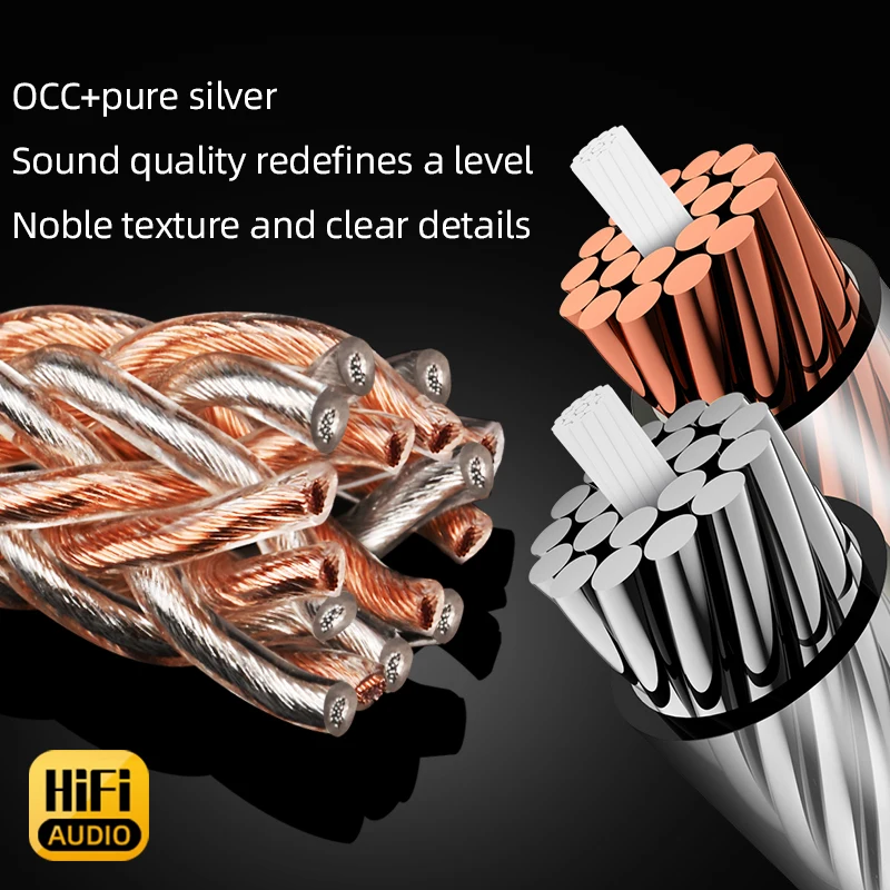 ATAUDIO-cable de audio OCC de 16 núcleos para auriculares, Cable de actualización HIFI plateado, conector gris BlackMMCX/2 pines para TRN Kirin VX pro TA1