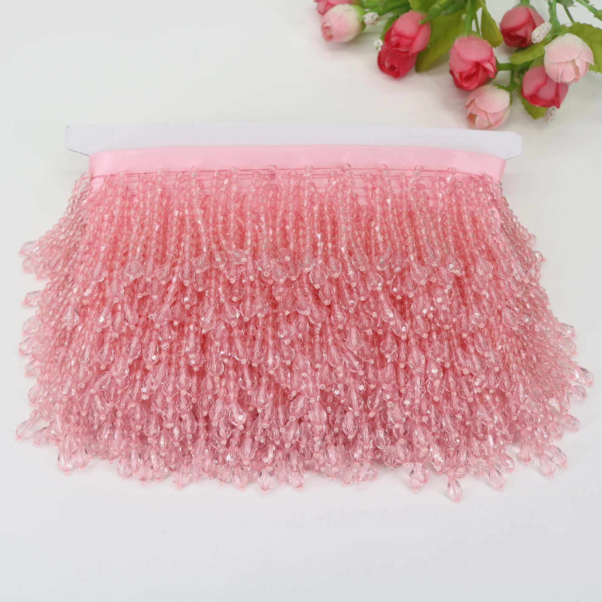 2 Yards Crystal Pendant Beaded Fringe DIY Clothes Stage Dress Curtain Decorative Accessories Latin Dance Dress Sewing decorate