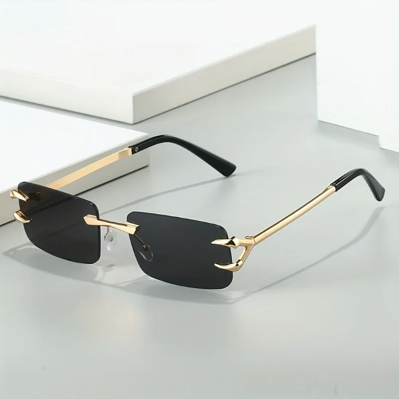 Quadratische, rahmenlose, modische Brille, geeignet für Männer und Frauen, geeignet für die tägliche Freizeit – Detail 1
