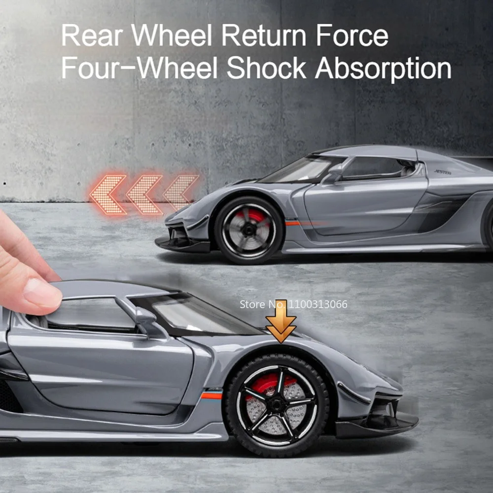 1/22 Scale Jesko Metal Toys Car Diecast Models Wheel Pull Back Vehicles 4 Doors Can Opened Sports Cars Kids Children's Day Gifts