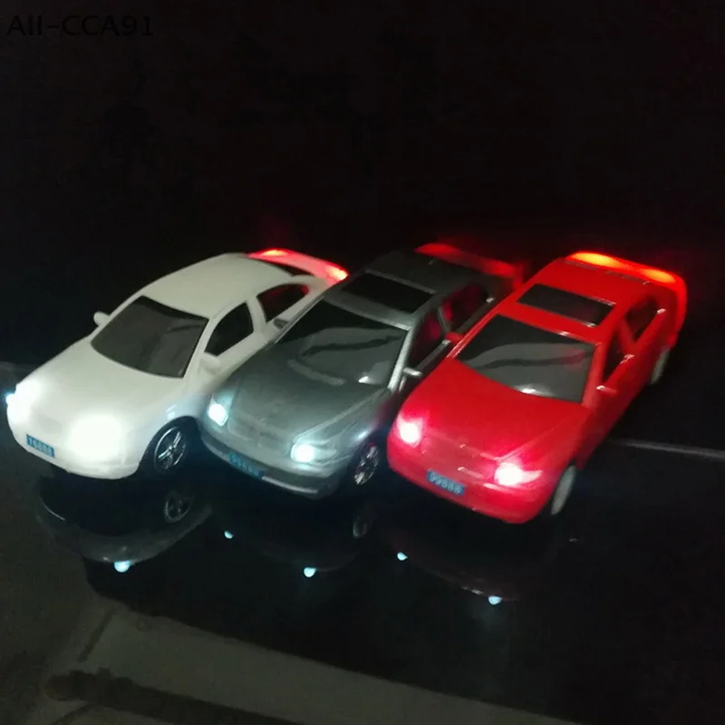 Mobil Model plastik HMA76-1:75/100/150/200 dengan lampu Led Aksesori dekorasi Gedung adegan mikro