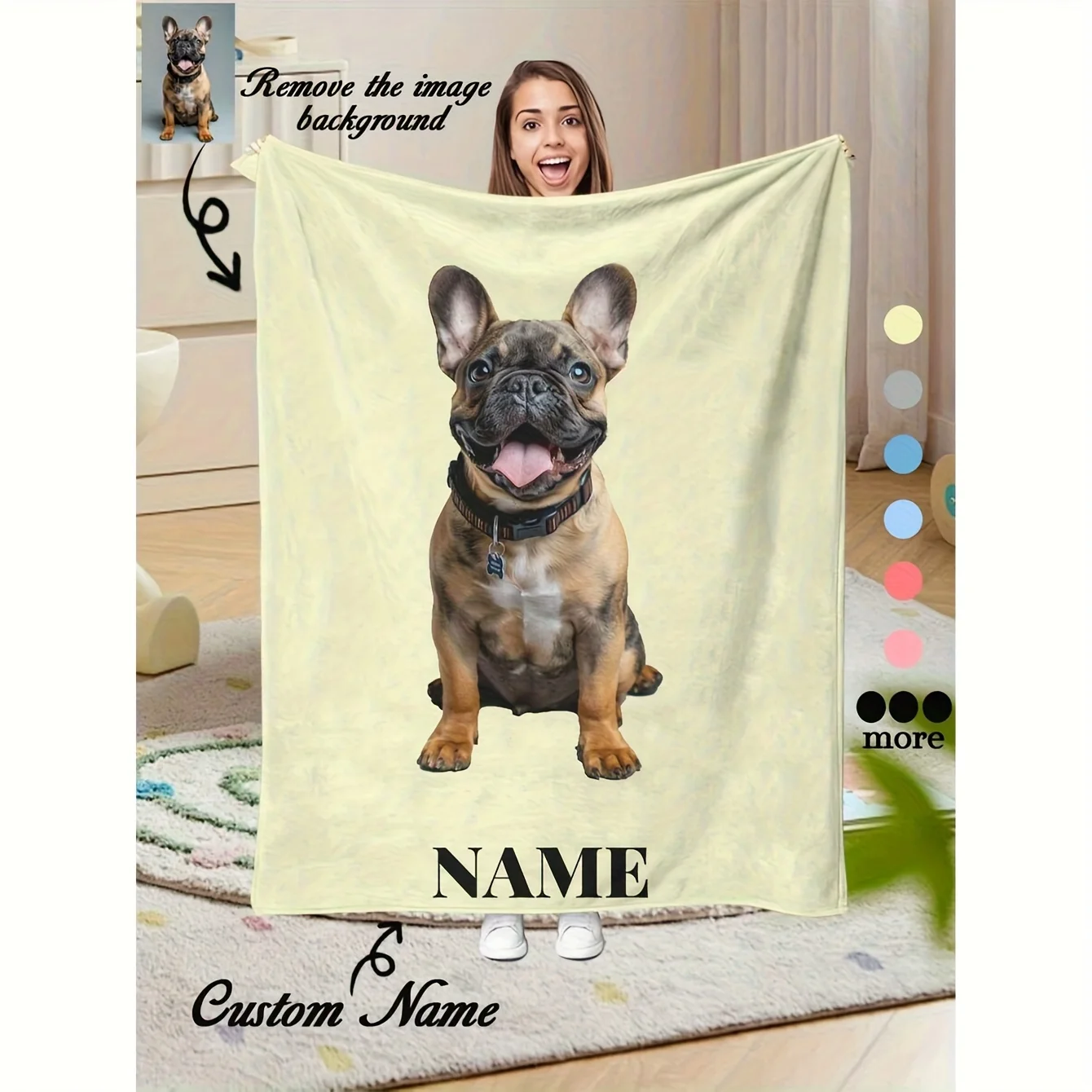 Cute French Bulldog Dog Lover Fleece Throw Blanket Cozy Pet Gift For Dog Moms Winter Home Decoration Plush Throw