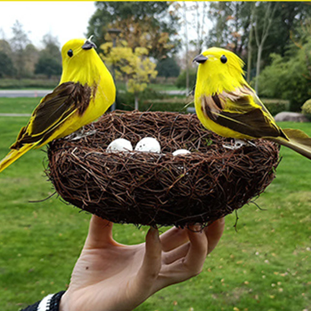 

Artificial nament Fake Bird Egg Yellow Model for Home Decor Party Artificial Bird Nest SuppliesFruits Decorations