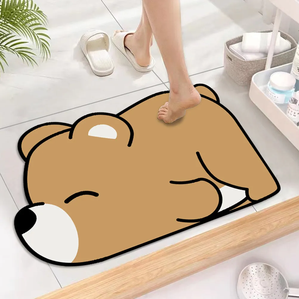 

Adorable Bear Super Absorbent Bath Mat Extra Soft Non Slip Rubber Shower Rug Quick Dry Water Absorbent Floor Mat for Bathroom