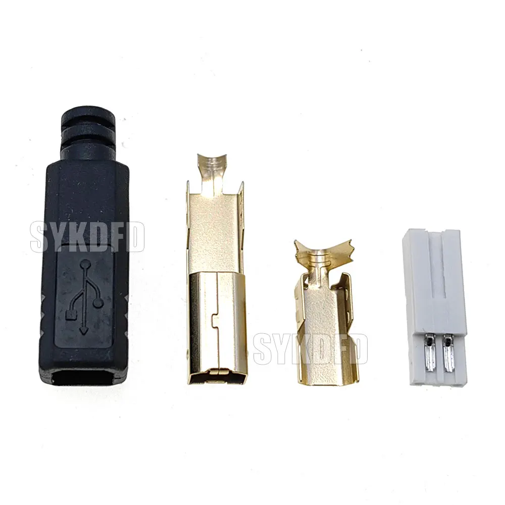 10set Type B Male USB Printer Scanner Extender Adapter Black Data Sync Coupler Converter DIY Repair Free-Welding Connector