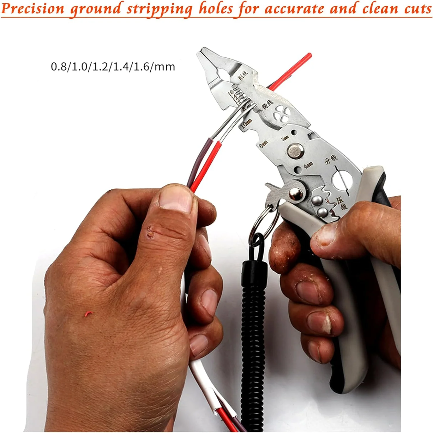أداة تجريد الأسلاك المزورة من الفولاذ المقاوم للصدأ 12 في 1 متعددة الاستخدامات مع قص البراغي والقص والإمساك والالتواء والحلق والعقص، #6
