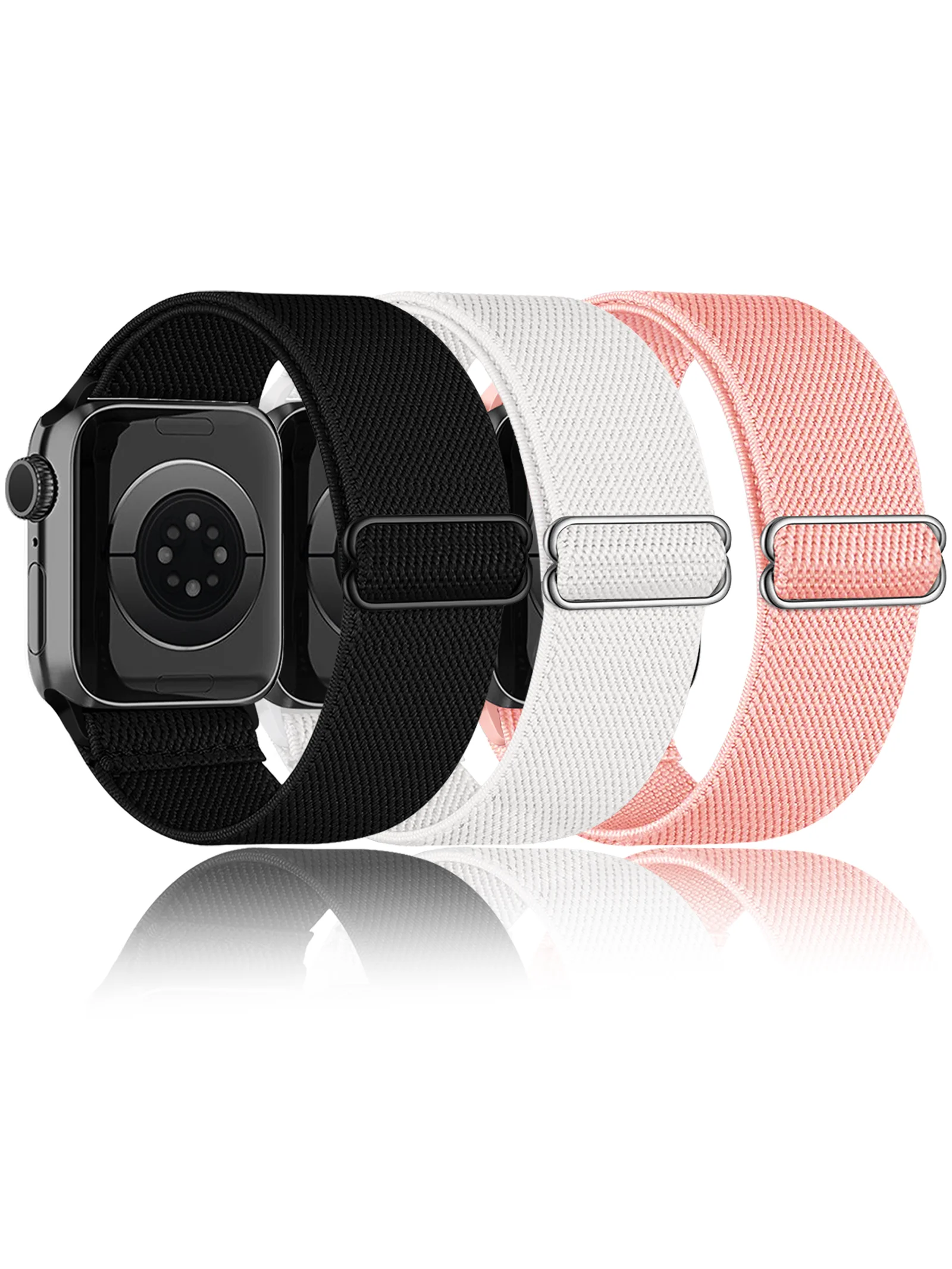 3 Pack Stretchy Solo Loop Band Compatible with Apple Watch Band 38mm 40mm 41mm 42mm 44mm 45mm 46mm 49mm for Women Men