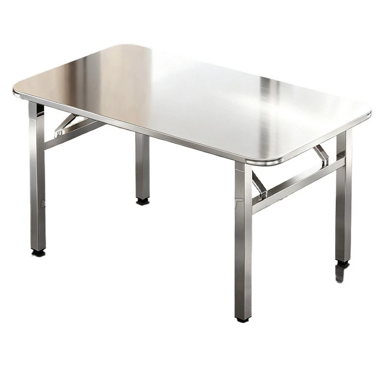 For Stainless Steel Foldable Square Table, Commercial and Household Dining Table and Chairs, Outdoor Folding Table