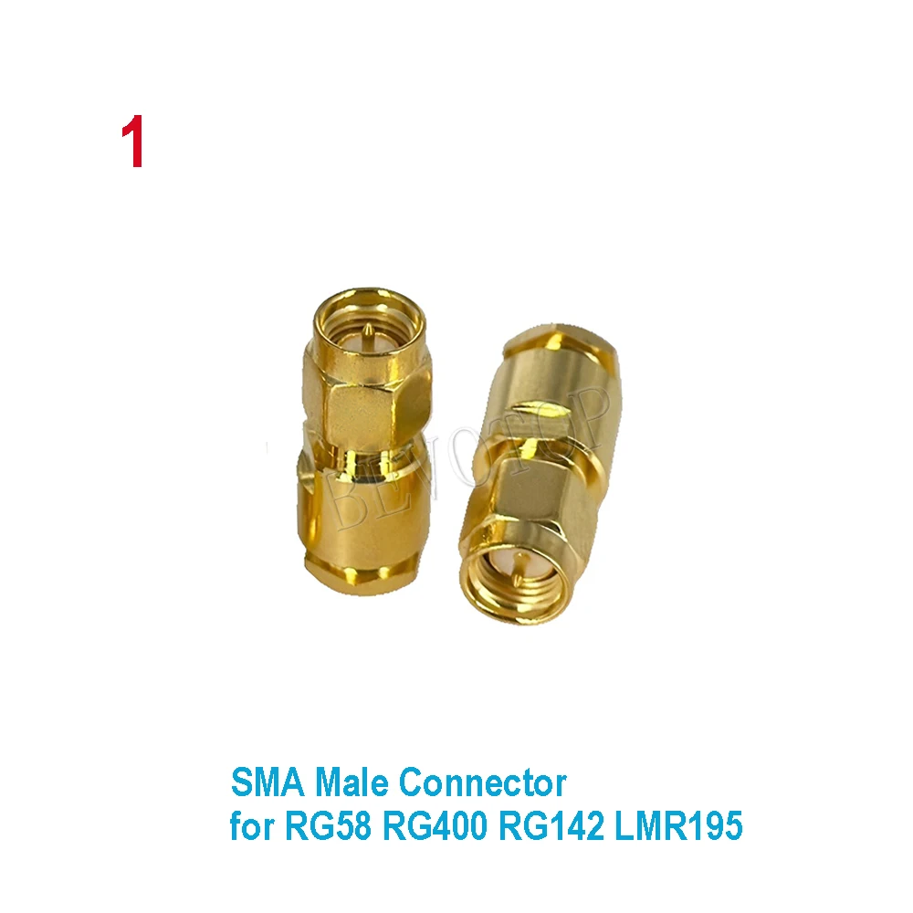 2Pcs/Lot SMA Male Female Clamp Solder for LMR195 RG58 RG142 RG223 RG400 Brass Gold Plated Straight RF Adapters Cable Connector