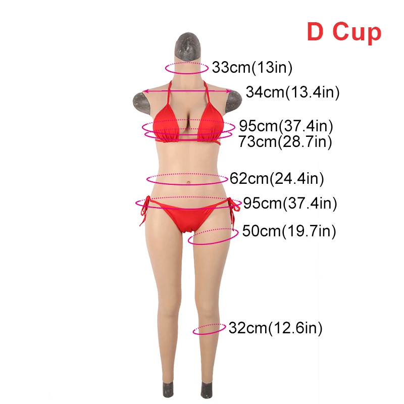 Tgirl D Cup Bodysuit with Fake Vagina Silicone Ankle-length Pants Artificial Fake Boobs for Dragqueen Crossdresser Cosplay