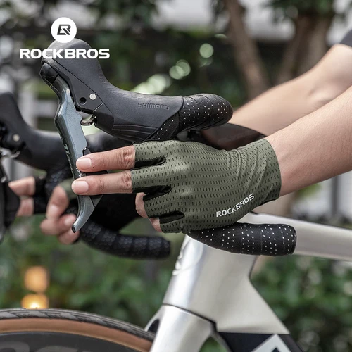 Imagen 2 del producto Guantes de ciclismo ROCKBROS antideslizantes para hombre y mujer, guantes para bicicleta de montaña y carretera, transpirables, para gimnasio, Fitness, pesca, bicicleta, carreras