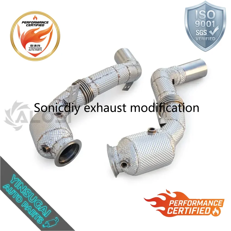 For BMW X5M F85 G30 M550i G05 4.4T V8 Sonicdiy High Flow Front Pipe Heat Shielded Racing Exhaust Header