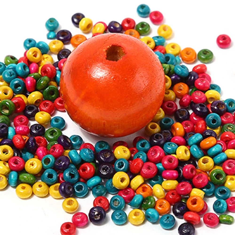 4-20mm Colorful Round Spacer Wooden Beads Balls Charms for Jewelry Making DIY Accessoreis Fit Necklace Pendant 10-500pcs/lot
