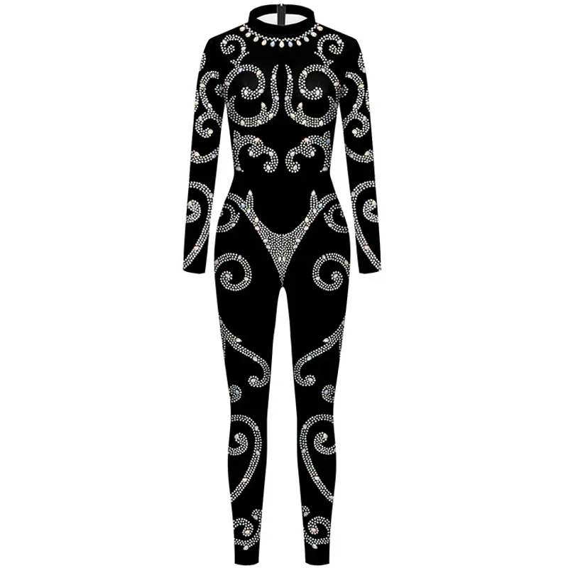 Zentai-mono ajustado con estampado 3D para mujer, traje Sexy de piel de color con patrón de diamantes, fiesta de Halloween de fantasía para disfraz, novedad