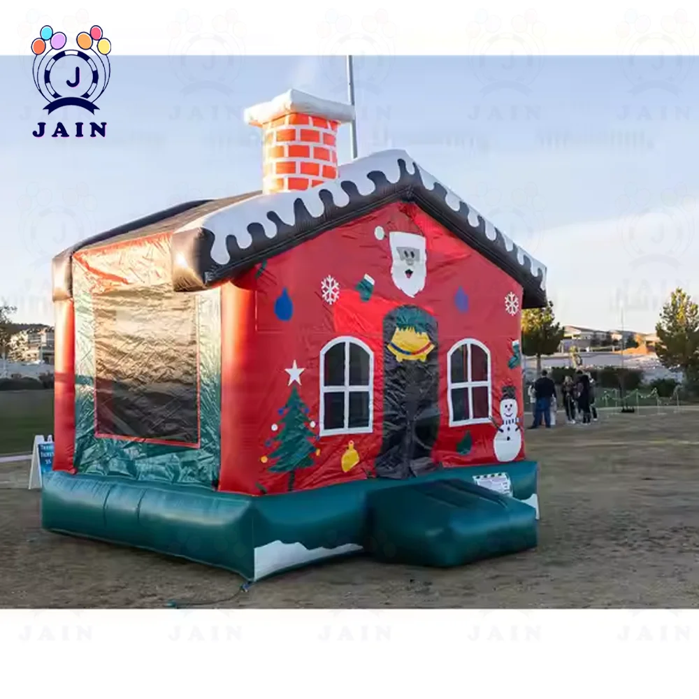 Inflatable Christmas Bouncy Castles Christmas Ornaments Christmas House With Air Blower Inflatable Bounce House For Party Event