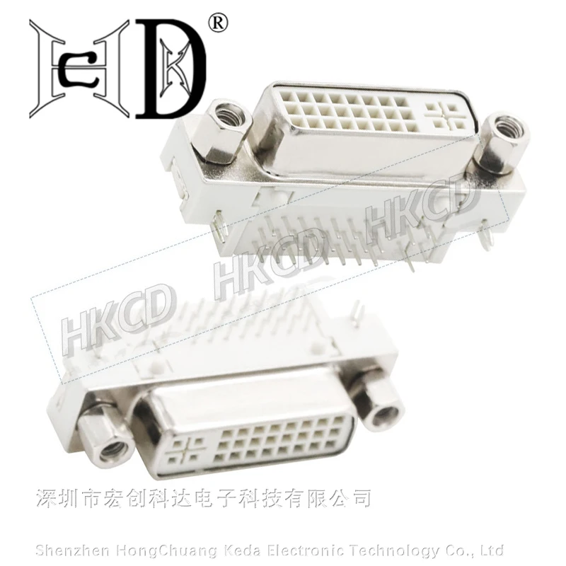 2PCS Computer monitor DVI-D interface DVI video socket DV24+5-pin female head 90 degree plug-in board female socket DIY PCBA