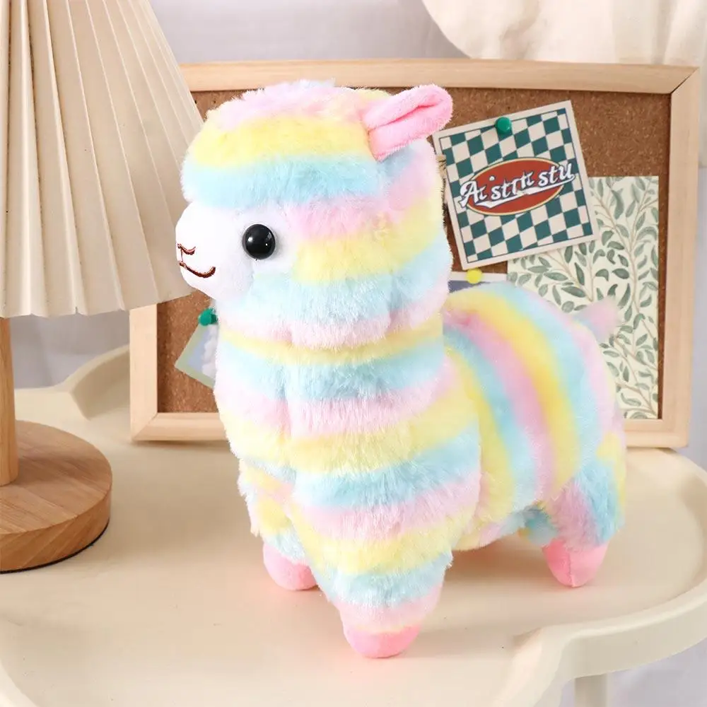 Mainan boneka ulang tahun, mainan boneka Alpaca warna-warni, mainan boneka mewah Alpaca, mainan lembut rumah