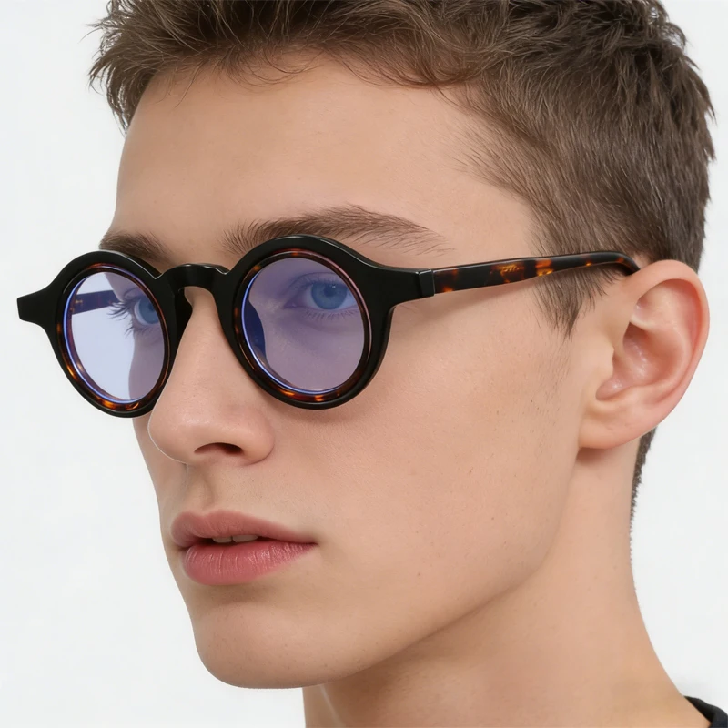 Vintage Kleine Runde Brillen für Männer und Frauen Retro Schildpatt-Acetat-Rahmen Blaulichtfilter-Brille