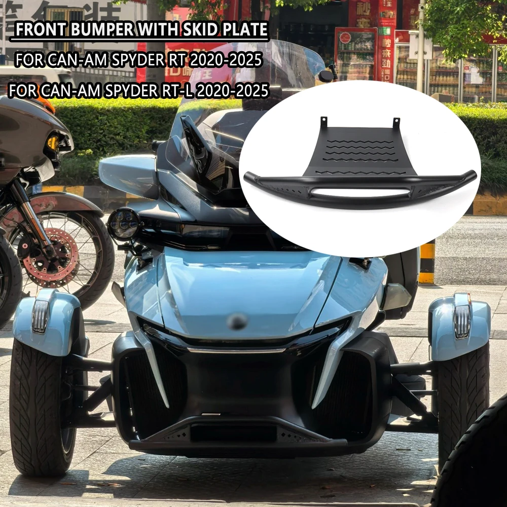 

Fit For Can-Am Spyder RT RT-L 2020-2025 New Motorcycle Aluminum Front Bumper With Skid Plate Guard Cover Black