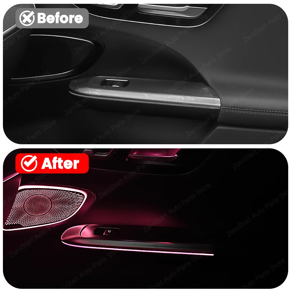 LED de 64 colores para coche Mercedes Benz Clase C W206 GLC clase X254 luz de reposabrazos de 4 puertas luz ambiental lámpara decorativa reequipamiento
