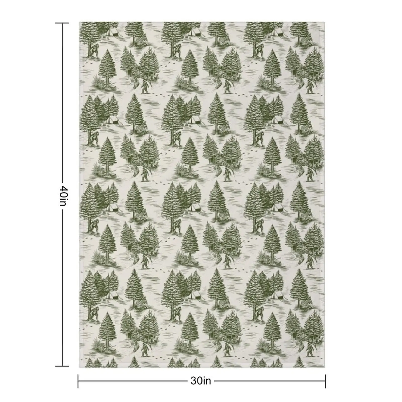 Bigfoot / Sasquatch Toile de Jouy in Forest Green Throw Blanket Large Sofa Throw Thins valentine gift ideas Blankets