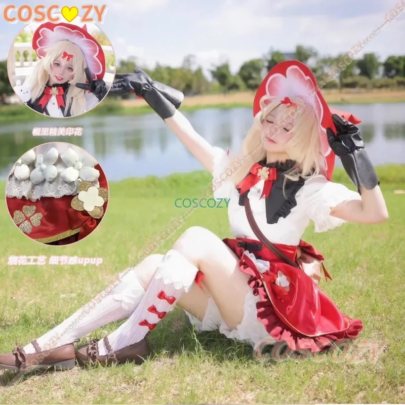 Costume de Cosplay Klee Blossoming Starlight pour Femme et Fille, Robe Genshin Impact, Tenue de Sorcière Lolita, Chapeau d'Halloween, Nouvelle Peau, 5 Étoiles