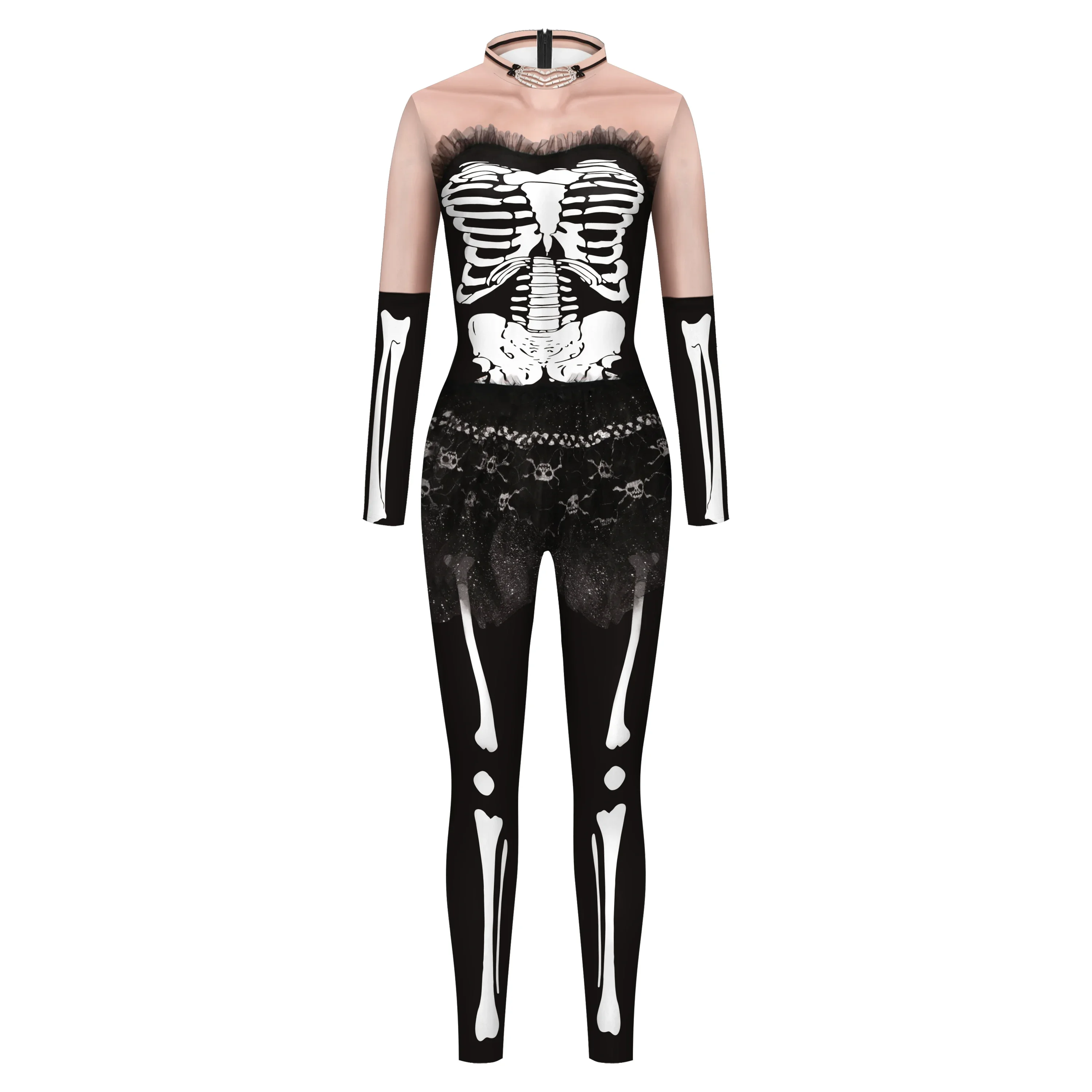 Mono de moda para hombre y mujer, traje de fiesta con estampado de calavera de manga larga, disfraces divertidos de Cosplay para actuación, novedad de 2024