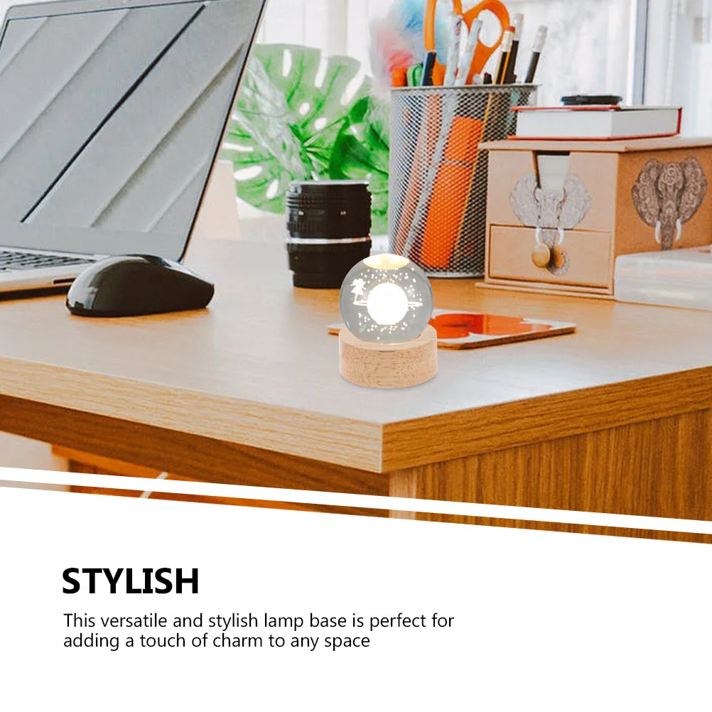 Light Socket Crystal Ball Lamp Holder Balls Decorate Wood Base Crafts Pedestal Lighting