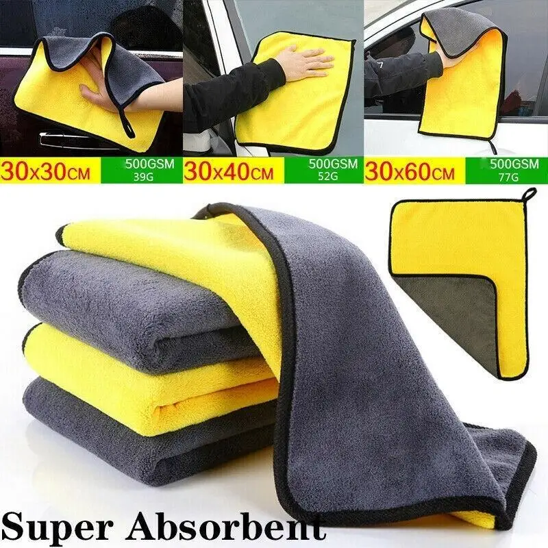 Car Wash Microfiber Towel Thicken Soft Auto Microfiber Cleaning Drying Cloth Hemming Car Care Cloth Detailing Car Wash Towel