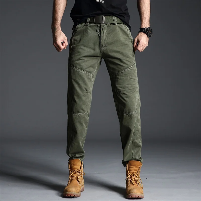 

2023 Men's Cotton Loose Sports Casual Pants Fashion Multi-Pocket Simple Outdoor zipper Hip Pop Streetwear Cargo Pants Jogger Men