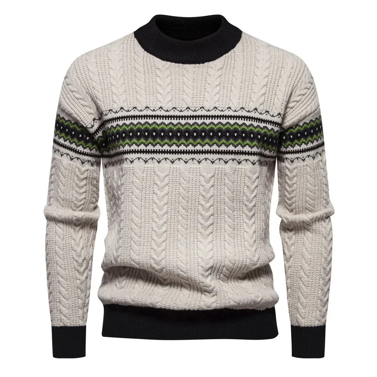 High Quality Mens Trend  Sweater Slim Fit Casual Knitted Turtleneck Pullover Tops