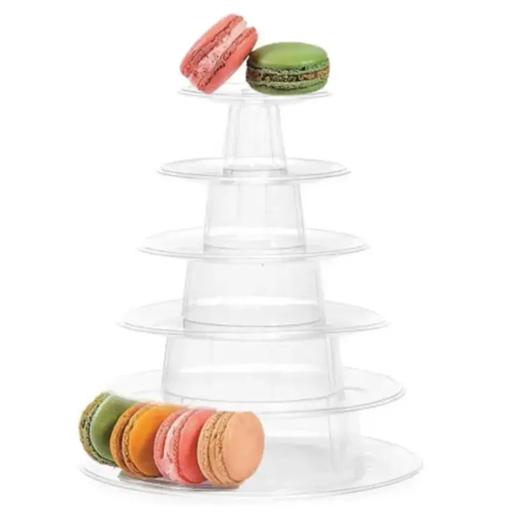 

6 Tiers Round Macaron Tower Cake Display Rack Macarons Desserts Serving Tray for Birthday Wedding Party Decor Tools Bakeware