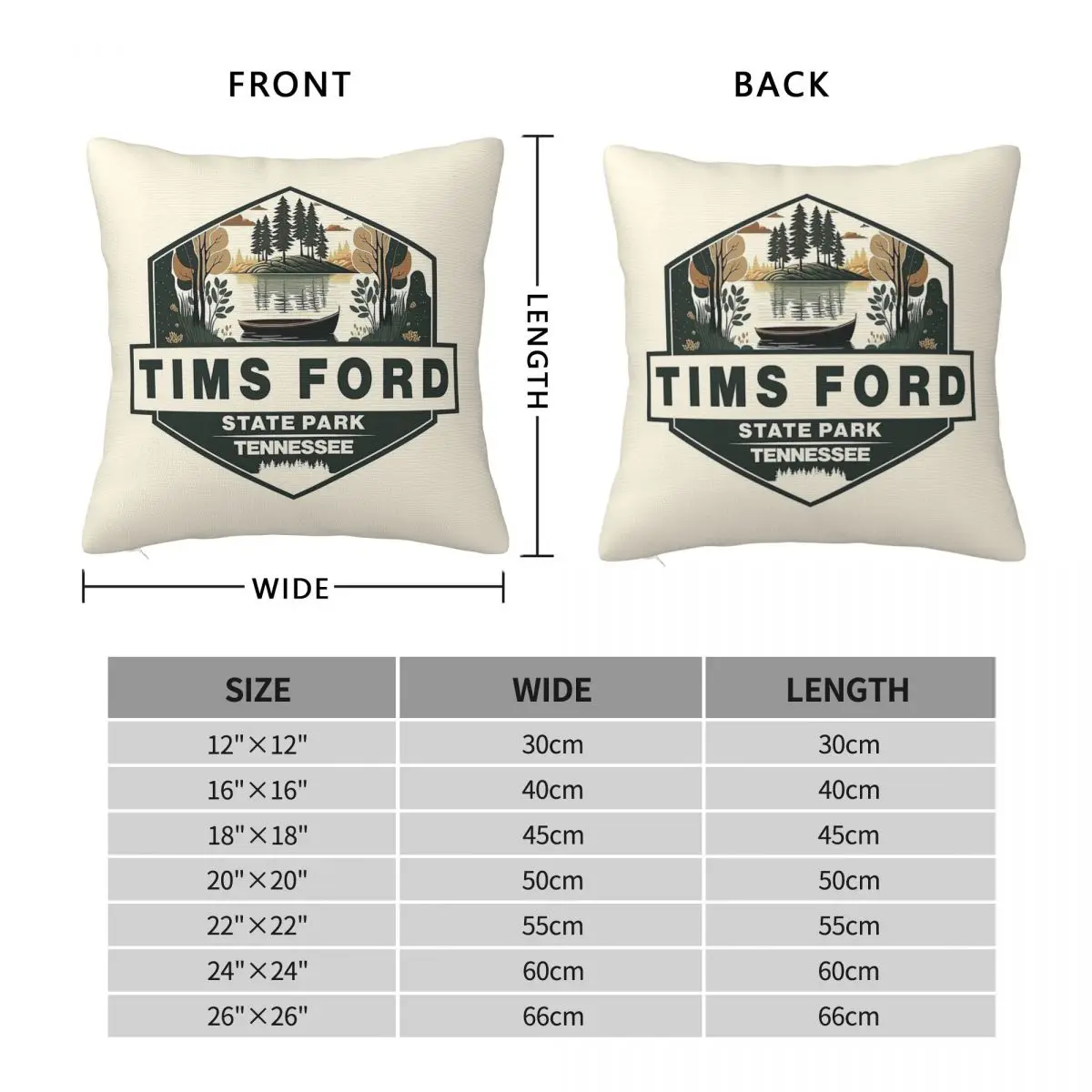 Tims Ford State Park Travel Badge Pillowcase Polyester Linen Velvet Printed Zip Decorative Pillow Case Car Cushion Cover
