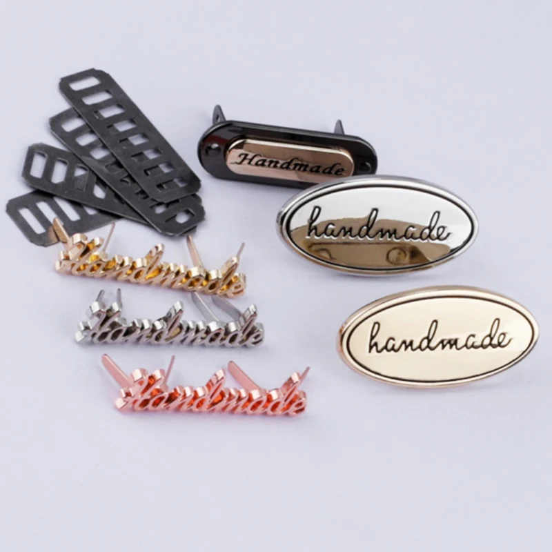 

20Pcs Handmade Letter Metal Labels Diy Craft Handmade Sewing Decoration Labels Tags for Jeans Shoes Bags Hand Made Labels Tag