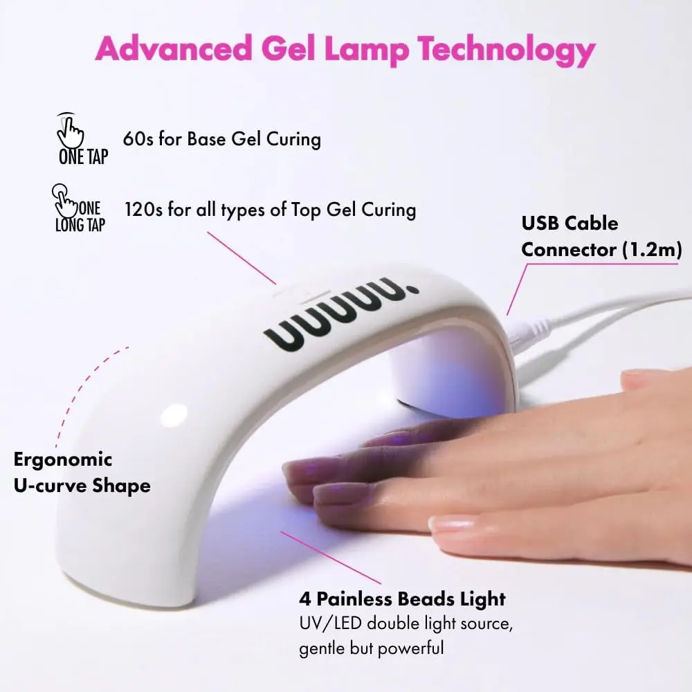 مصباح أظافر LED بالأشعة فوق البنفسجية، ضوء محمول للأشعة فوق البنفسجية للأظافر الجل، 9 وات مع 6 مصابيح LED