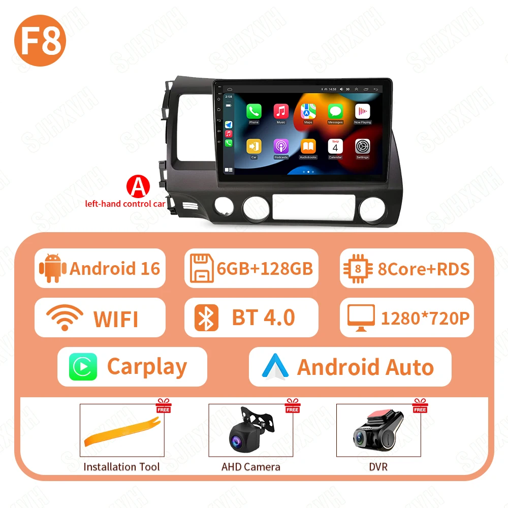 Android 16 Autoradio Radio Voor Honda Civic 8th 2005 2006 2007 2008 2009 2010 2011 Multimedia Draadloze Carplay Android Auto