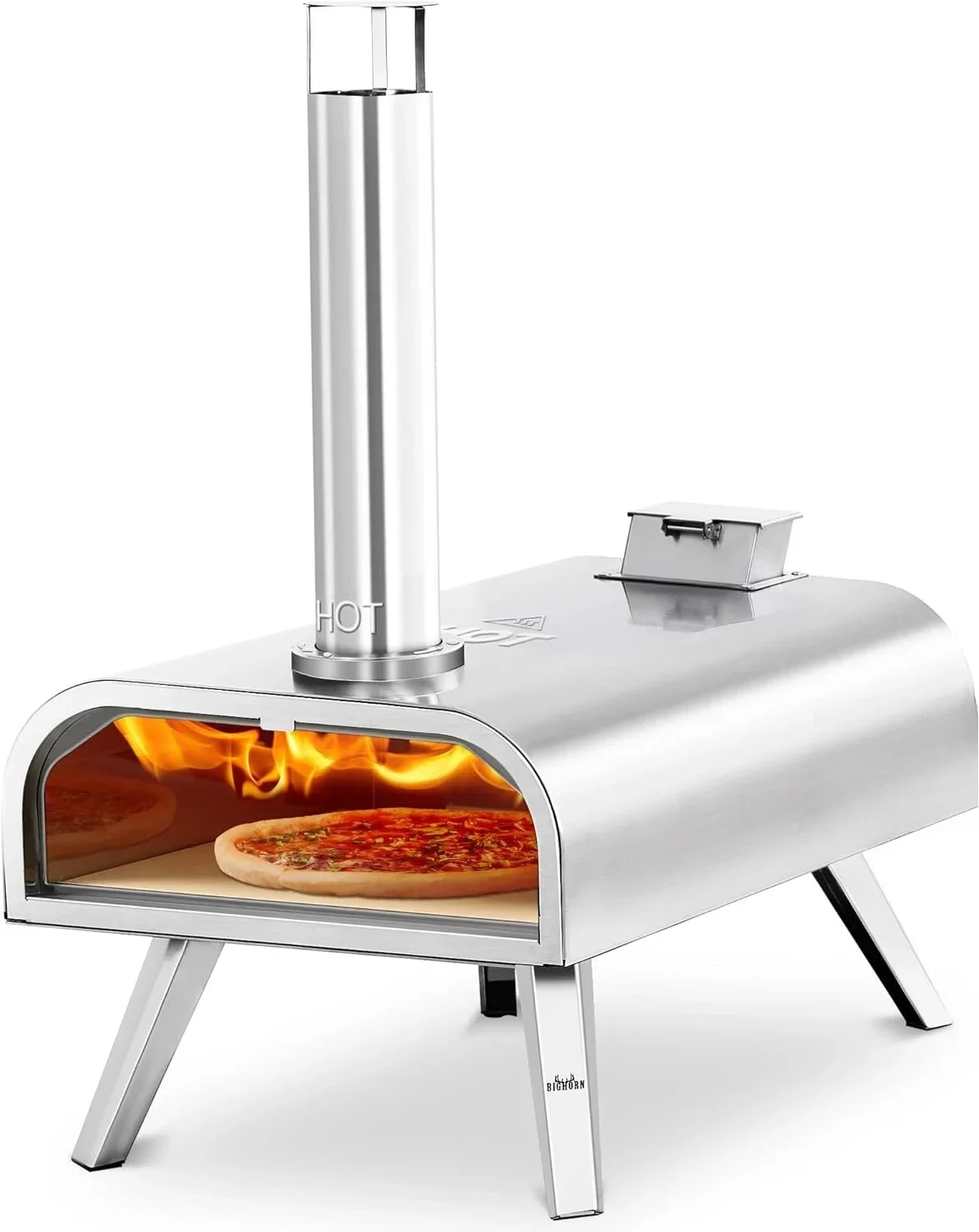 16 Inch 2-in-1 Multi-Fuel Outdoor Pizza Oven, 1112°F Stainless Steel Wood & Gas Portable Pizza Cooker for Party