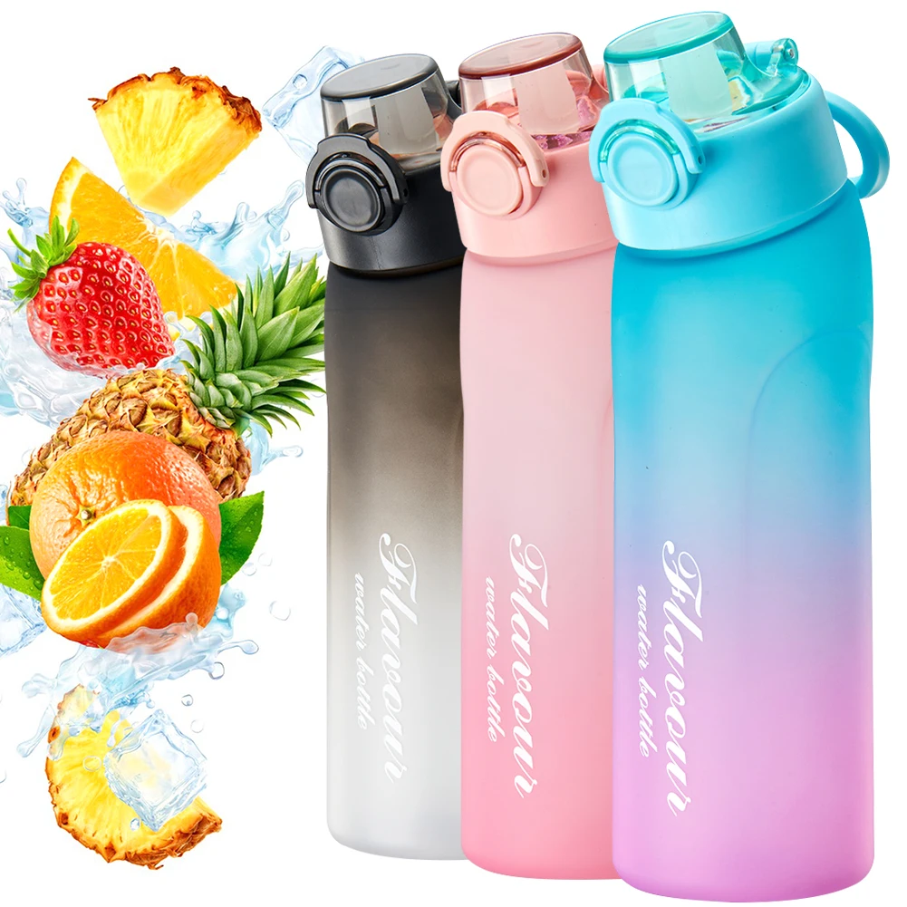 1pc 750ml Flavored Water Bottle Scent Water Cup Flavour Pods Air Water Bottle Frosted Black Air Camping Sport Fitness Cup