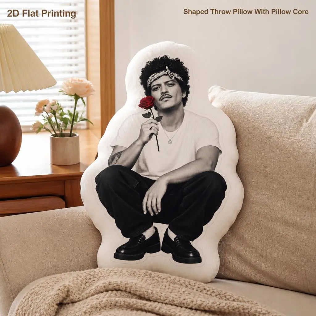 Bruno Mars The Romantic Tour 2026 2D Flat Shaped Pillow Irregular Stuffed Throw Pillows for Home Decoration