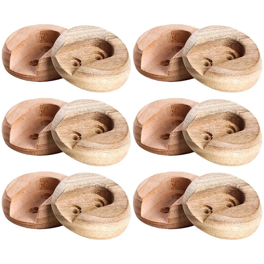 

6 Pairs Wooden Clothes Rod Brackets Closet Pole Sockets Thick Wood No Drilling Easy Installation Shower Curtain Holders Wall