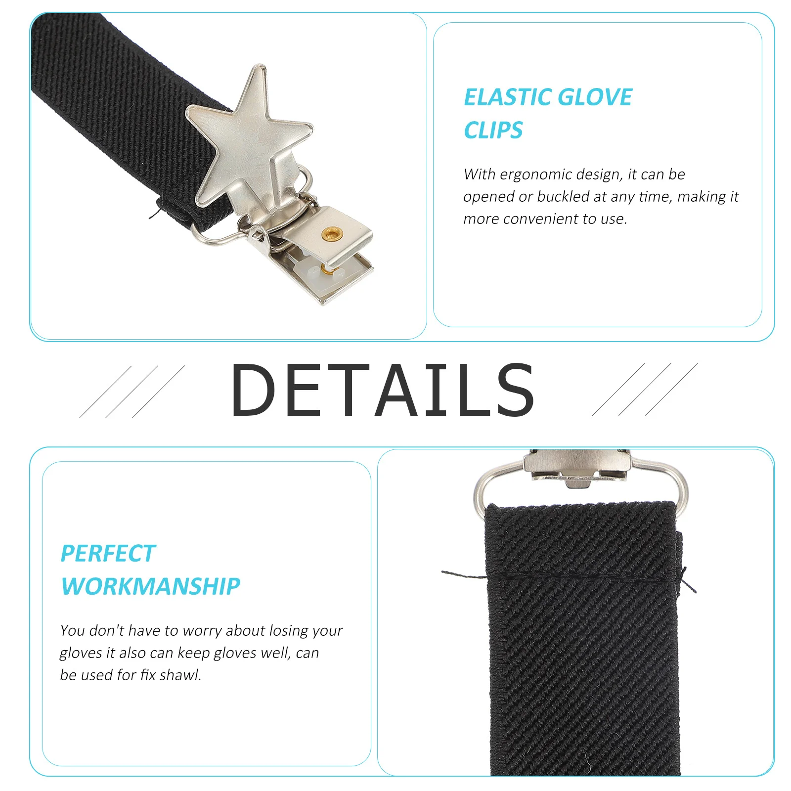 

6Pcs Elastic Glove Clip Wear-Resistant Corrosion-Resistant Easy-to-Use Work Shawl Fixing Convenience Glove Elastic Clip