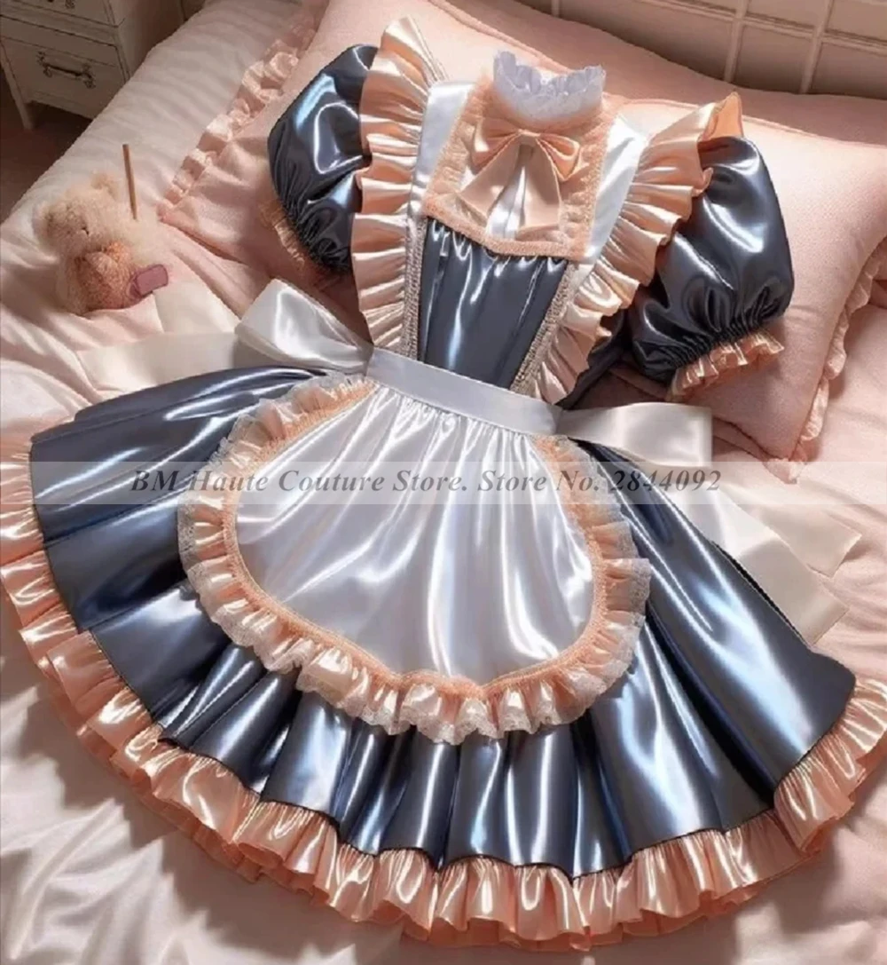Cosplay Maid Short Prom Dresses Mini Short Contrast Colored Costume Janpan Birthday Formal Evening Party Gown Customized BM290