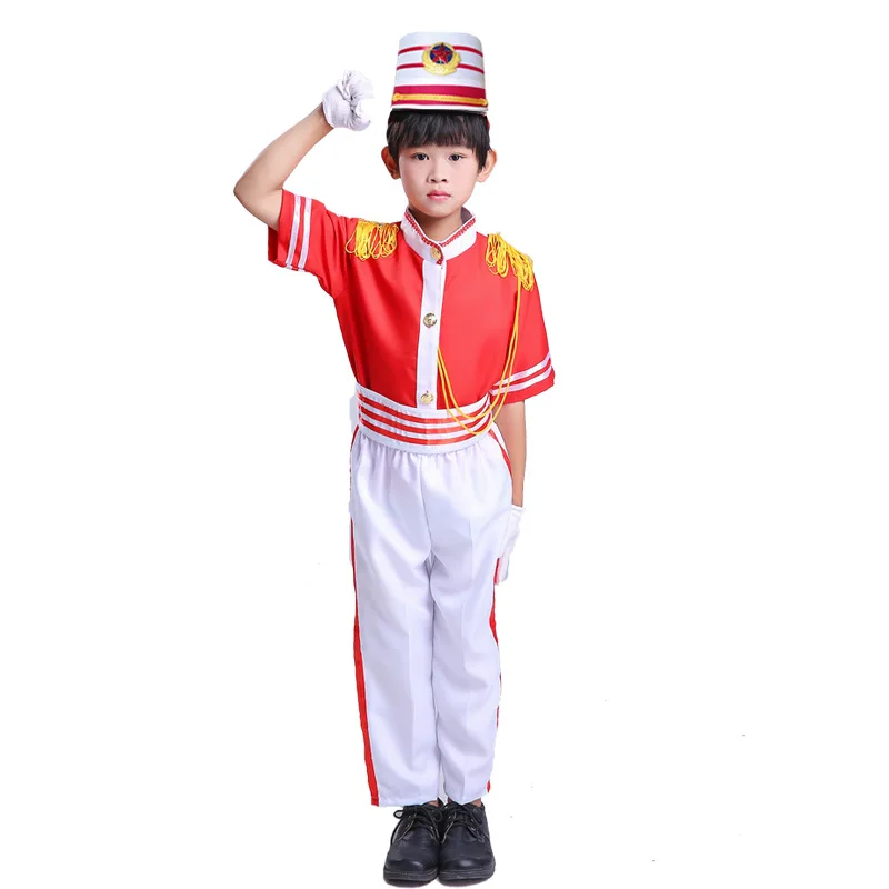 Children's Drum and Horn Team Costumes Honor Guard Kindergarten Flag-bearer, Military Drum and Pipe Band Performance Costumes