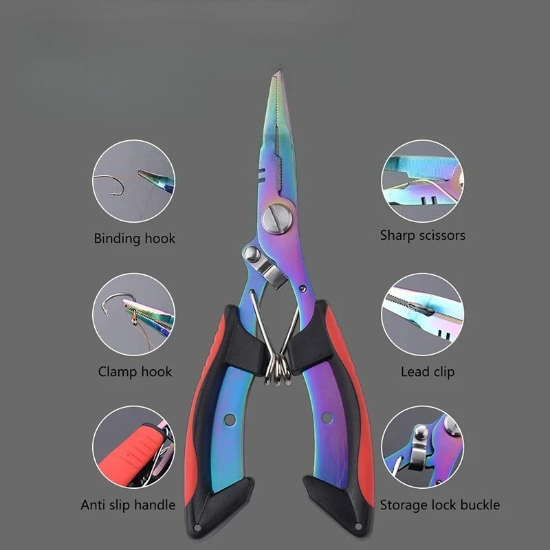1Pc Portable Split Ring Opener Multi-functional Fishing Pliers Anti-Slip Stainless Steel Fishing Line Cutter Tied Hooks Pliers gallery 3
